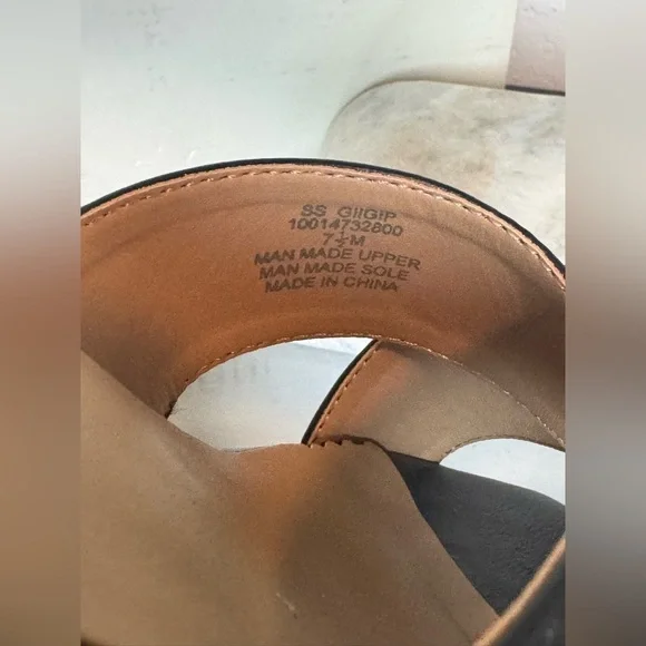 NIB Sun + Stone Womens Giigi Faux Leather Slide Block Heels Black Size 7.5 - Picture 6 of 9